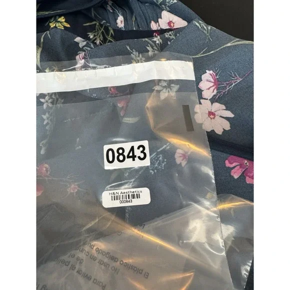 TIME & TRU Blue Dress floral Print Wrap Around tie waist thick fabric Fairy - Picture 8 of 11